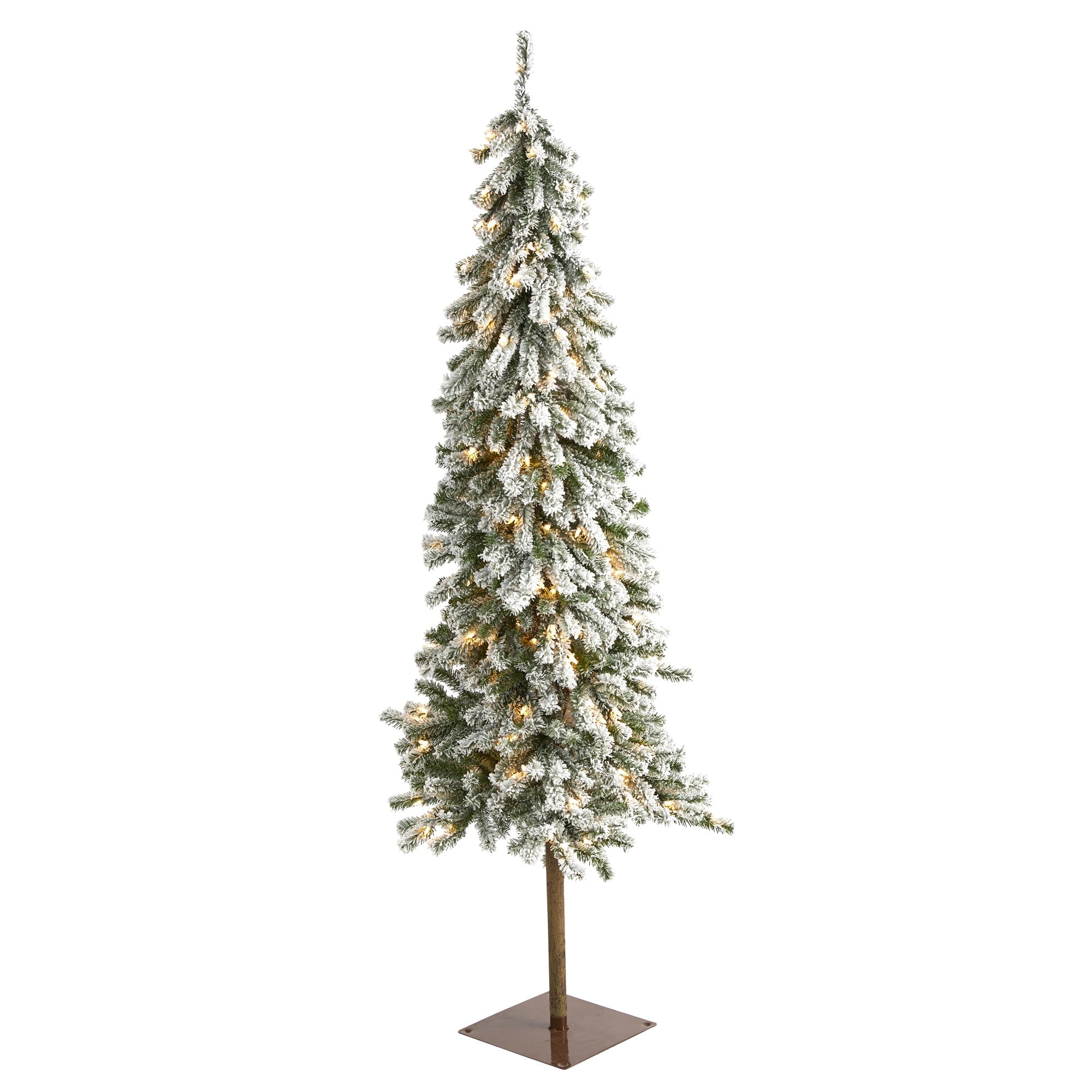 6 Flocked Alpine Christmas Tree With 200 Lights And 580 Branches Green