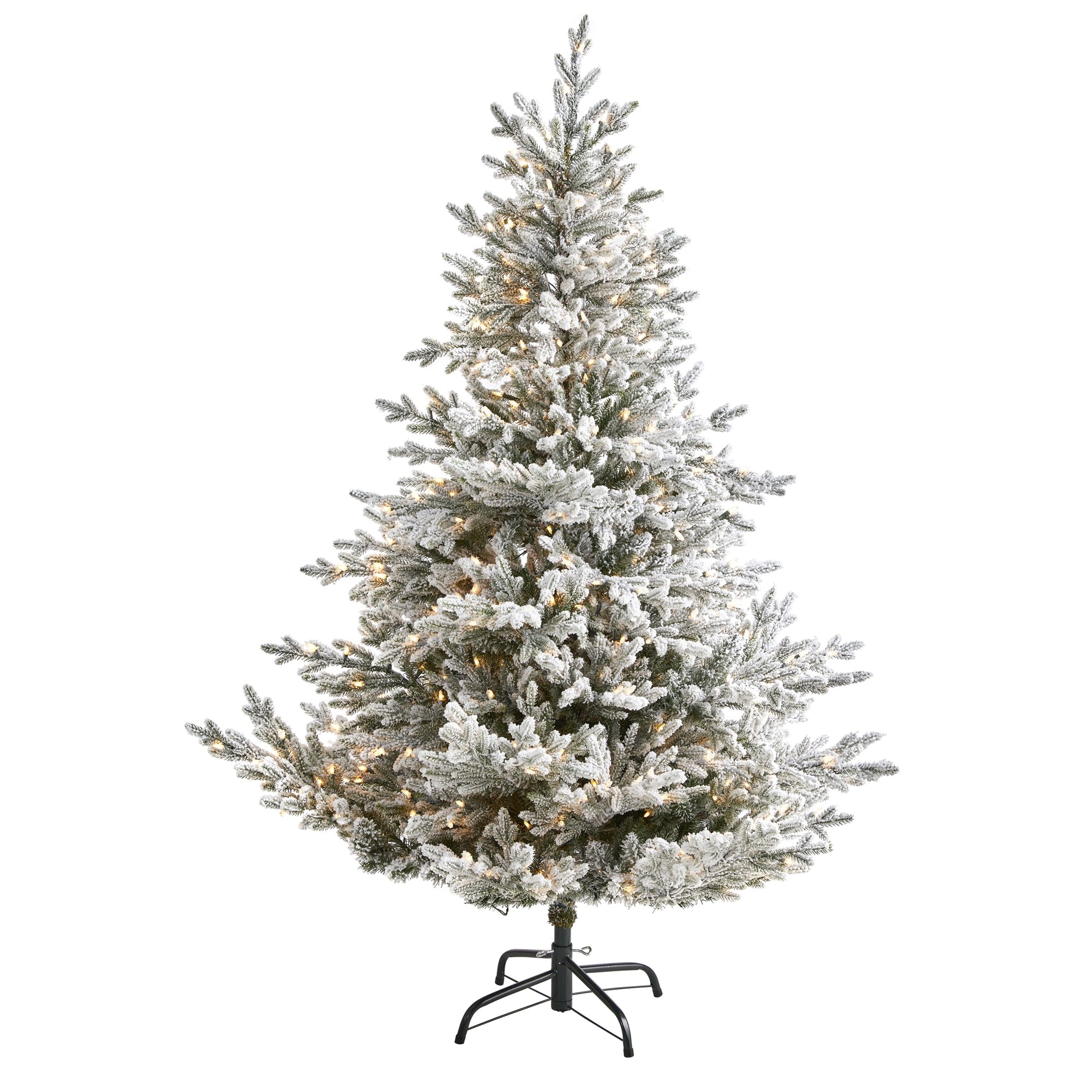 6 Flocked Fraser Fir Christmas Tree With 500 Lights And 236 Branches Green