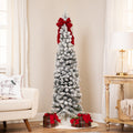 6 X 20 Flocked Traditional Green Pine Pencil Artificial Christmas Tree Unlit