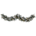 6 Flocked Mixed Pine Christmas Garland With 50 Led Lights