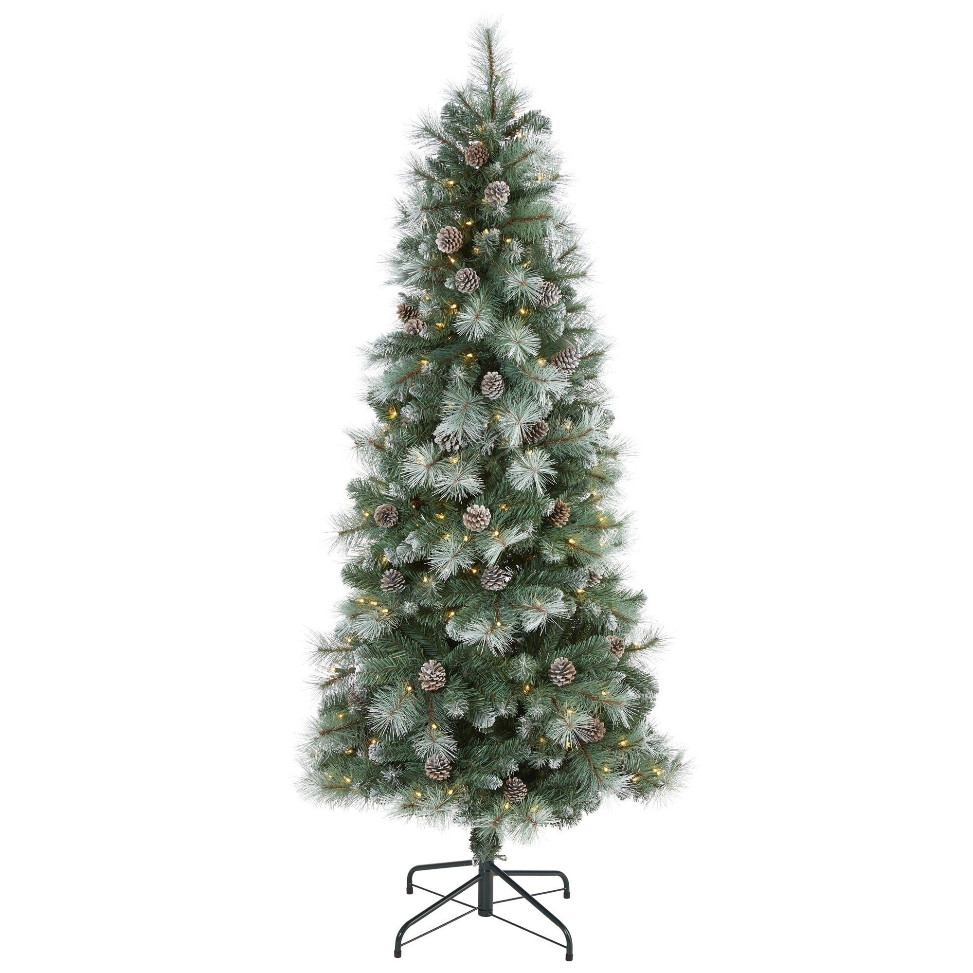 6 Frosted Tip Mountain Pine Christmas Tree With 250 Clear Lights Green