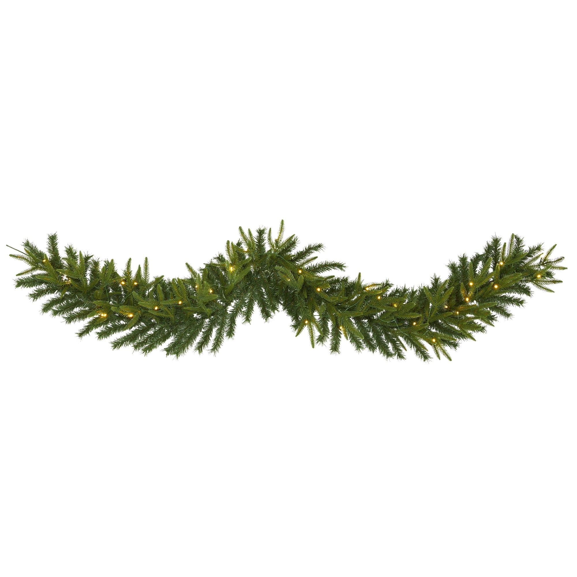 6 Green Pine Christmas Garland With 35 Clear Led Lights