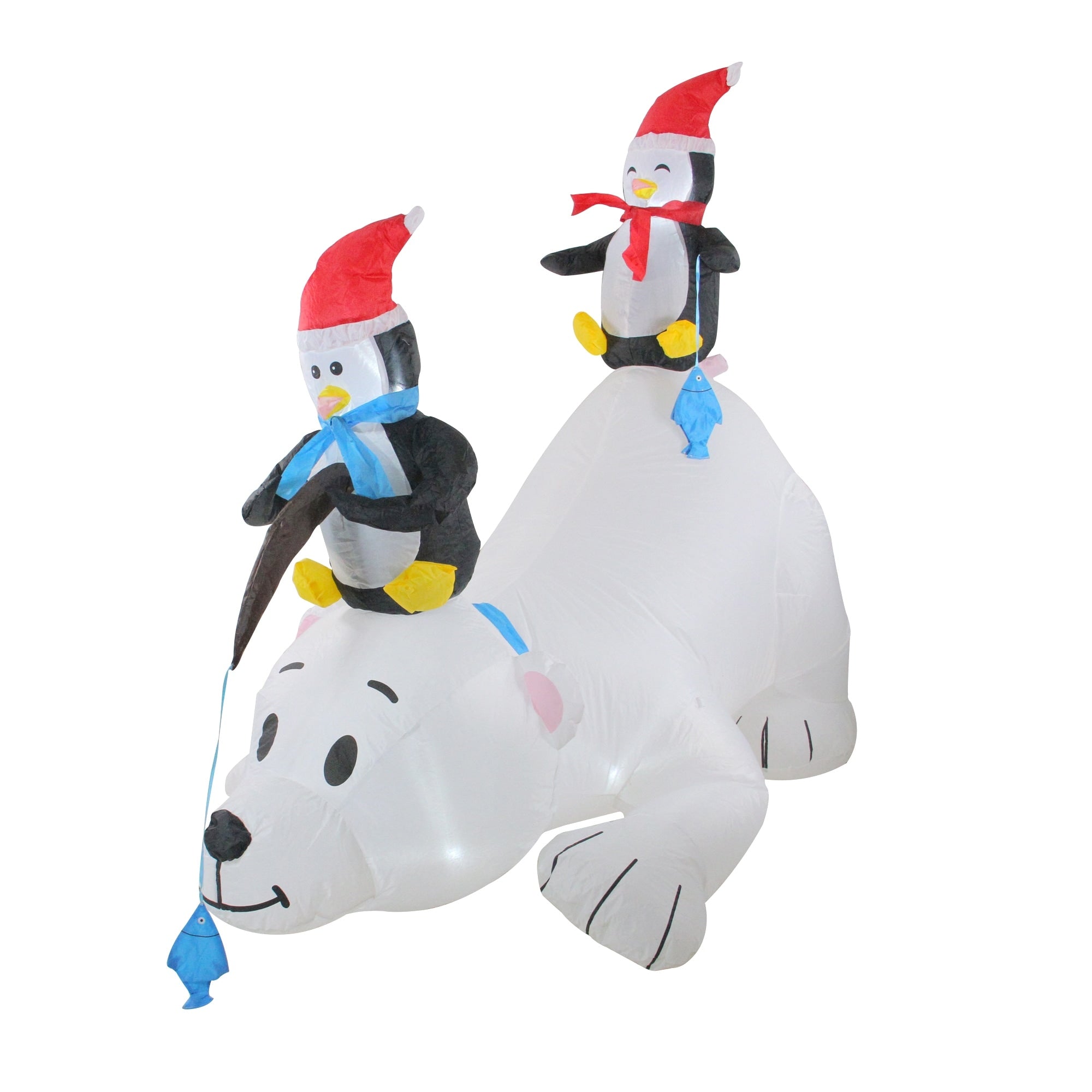 6 Inflatable Polar Bear Penguins Lighted Christmas Outdoor Decoration