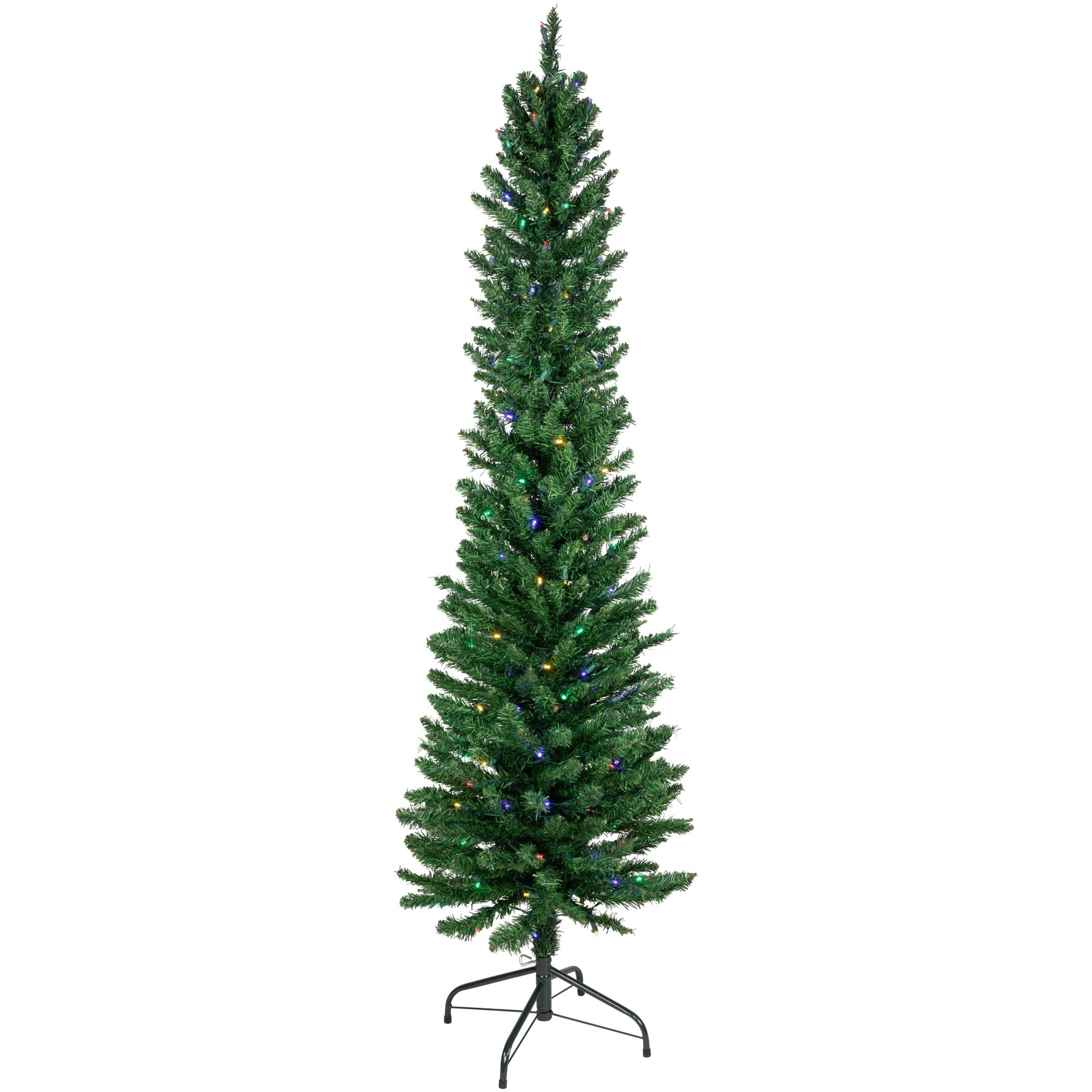 6 X 21 Pre Lit Northern Balsam Fir Pencil Artificial Christmas Tree Multi Led Lights