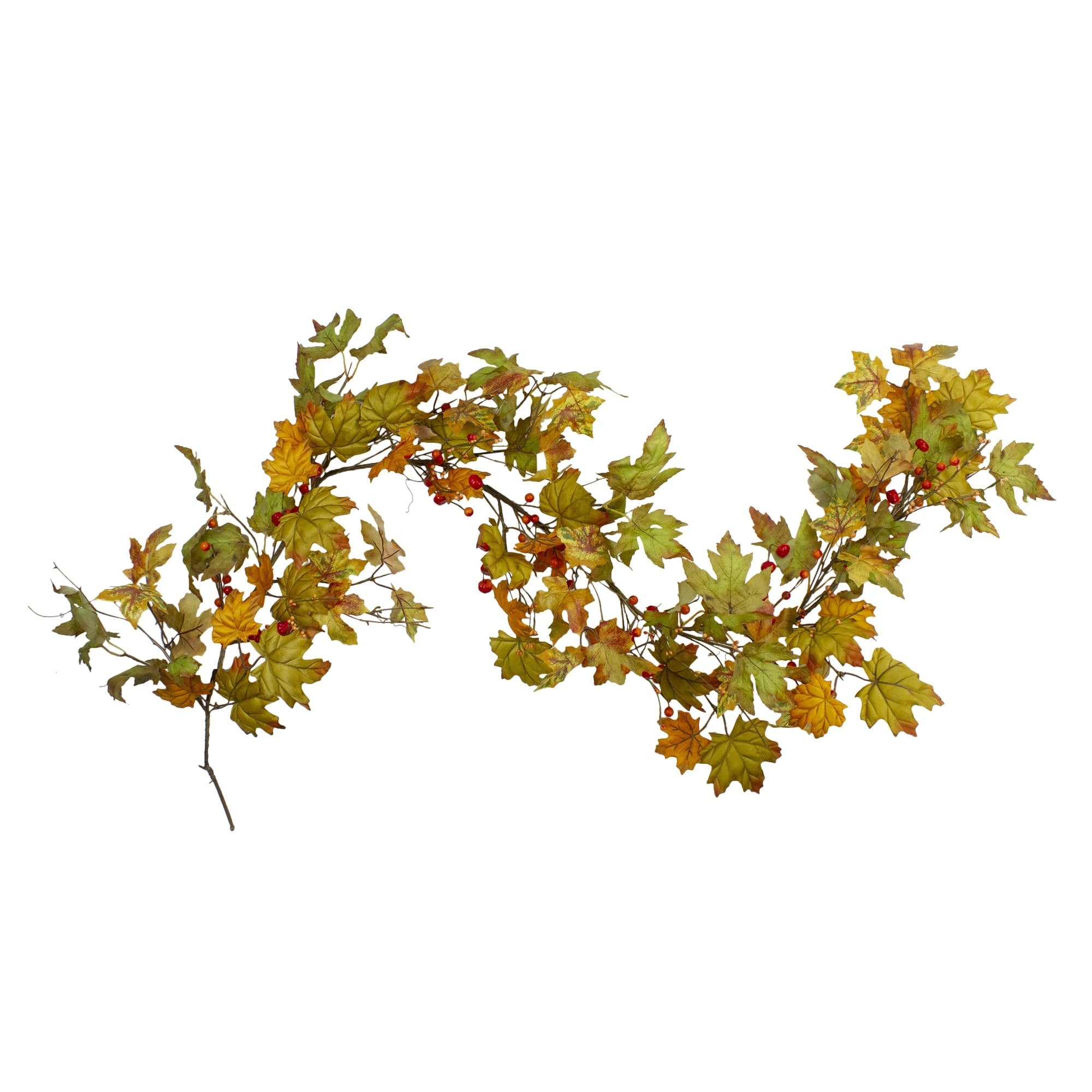 6 Leaves And Berries Fall Harvest Artificial Twig Garland Unlit