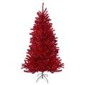 6 Metallic Red Tinsel Artificial Christmas Tree Unlit 6 Foot