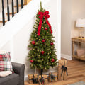 6 Pre Lit Pine Artificial Wall Christmas Tree Clear Lights