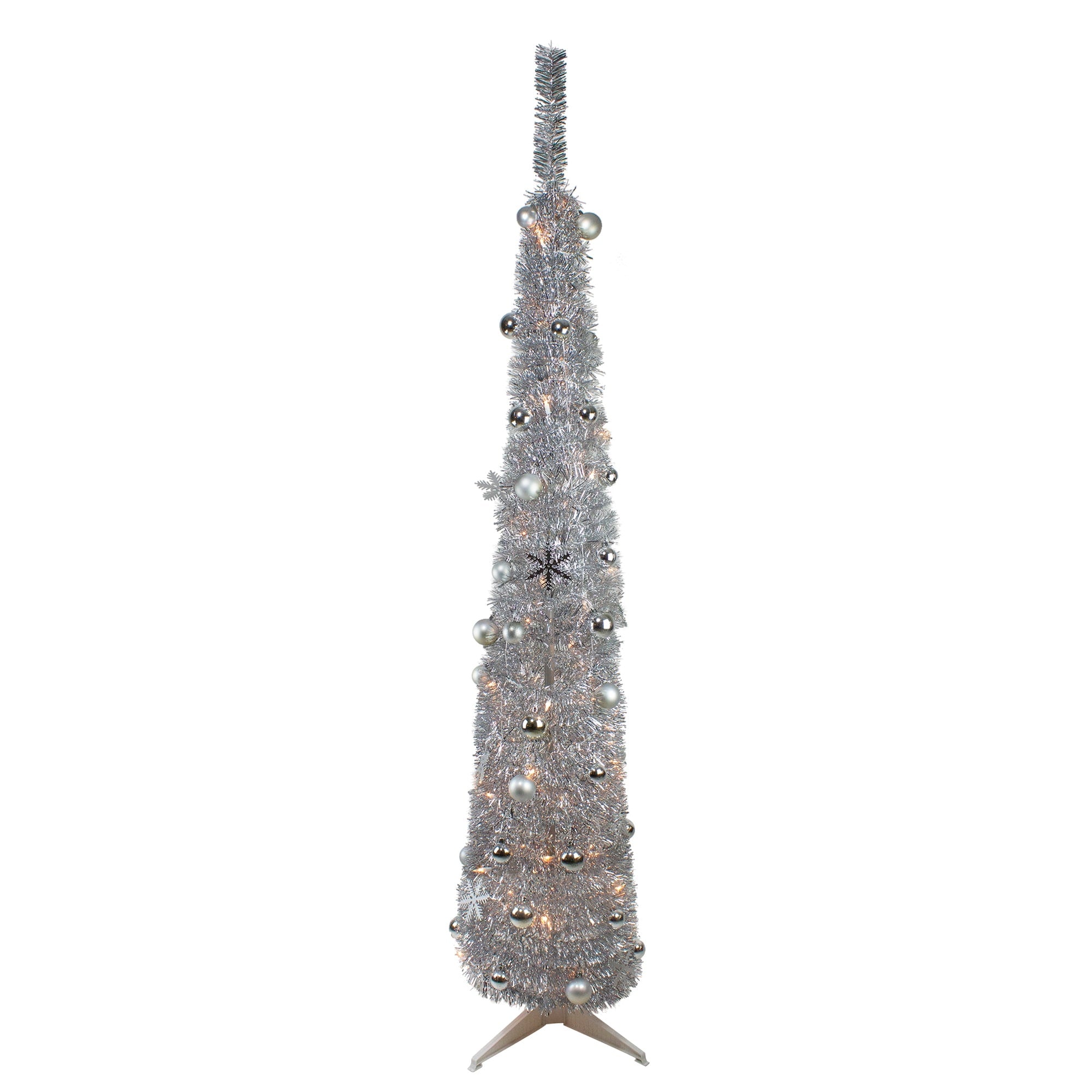 6 Pre Lit Silver Pop Up Artificial Christmas Tree Clear Lights 6 Foot