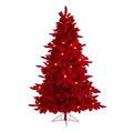 6 Red Flocked Fraser Fir Christmas Tree With 350 Red Lights