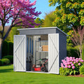 6X4 Outdoor Steel Storage Shed With Lockable Door And Floor Frame Garden Tool Shed Grey