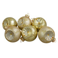 6Ct Gold Retro Reflector Matte And Shiny Glass Jeweled Christmas Ball Ornament Set 2.75 70Mm N A