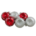 6Ct Red And Silver Retro Reflector Matte Glass Christmas Ball Ornament Set 2.75 70Mm N A