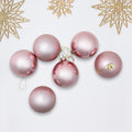 6 Piece Shiny And Matte Pink Glass Ball Christmas Ornament Set 3.25 80Mm
