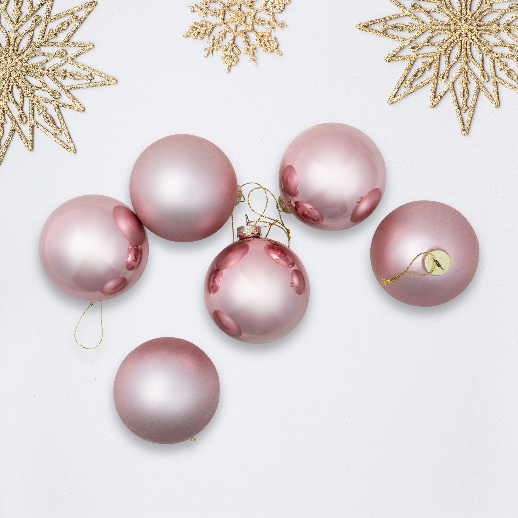 6 Piece Shiny And Matte Pink Glass Ball Christmas Ornament Set 3.25 80Mm