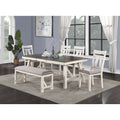 6Pc Contemporary Dining Set Built In Table Leaf White And Gray Finish