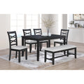 6Pc Dining Table Set 1X Table 1X Bench 4X Chairs Charcoal Finish