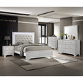 6Pc Modern Led Backlit Light Upholstered Tufted Headboard Panel Bed Set Crisp White Finish Wooden Bedroom Furniture
