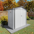 6X3.5Ft Garden Tool Shed Metal Storage Shed With Peaked Roof Waterproof Lockable Door White