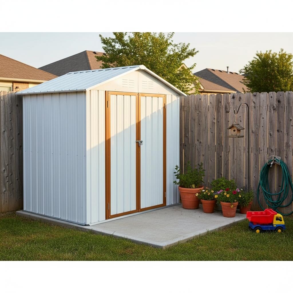 6X4 Ft Outdoor Storage Sheds Apex Roof White Yellow