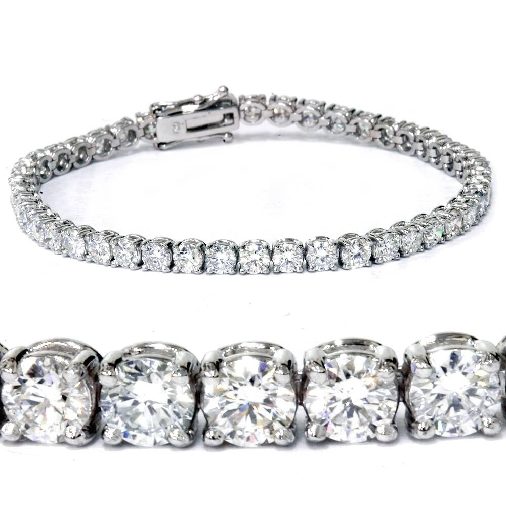 Bliss 18K White Gold 7 Ct Tdw Diamond Tennis Bracelet 7 Double Lock Clasp Lab Grown Eco Friendly G H Si1 Si2