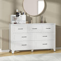 7 Drawer Dresser Wide Low Profile Storage Cabinet White Metal Chest Of Drawers For Bedroom Living Room Entryway