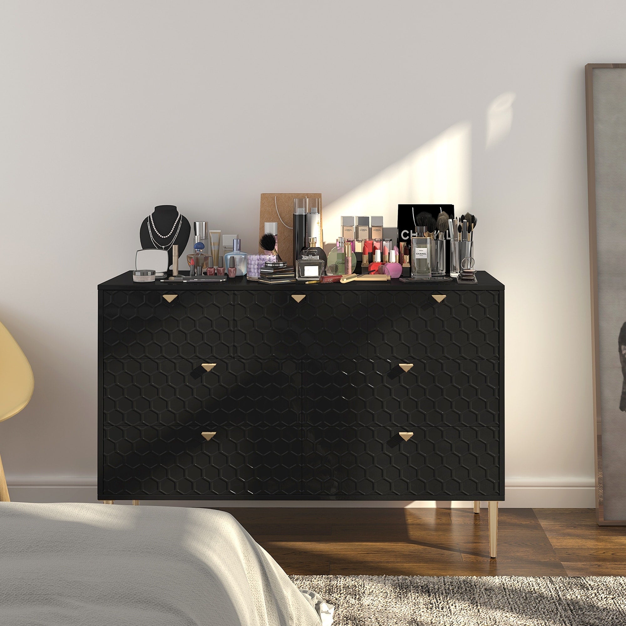 7 Drawer Storage Cabinet Chest Of Drawers Entryway Cabinet Black Decorative Cabinet Hallway Cabinet