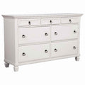 7 Drawer Wooden Dresser With Ring Pulls And Molded Top White