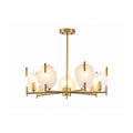 7 Light Brass Chandelier With Natural Alabaster Accents