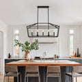 7 Light Farmhouse Kitchen Island Lighting 5 Light Linear Chandelier Metal Finish Hanging Pendant Light Fixture