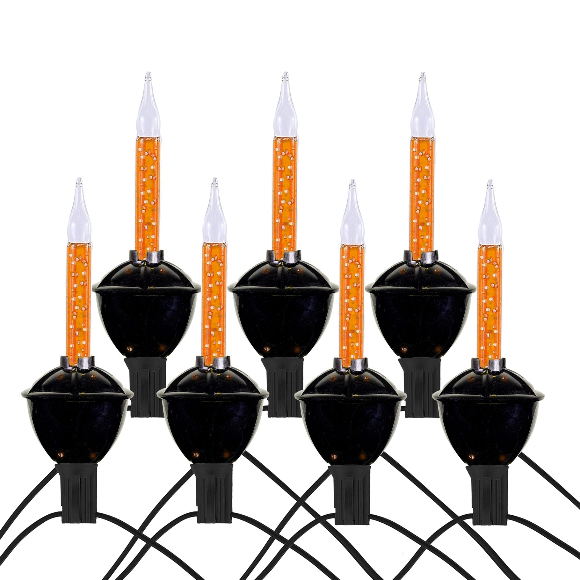 7 Light Halloween Blackout Bubble Light Set Orange Liquid 6 Feet