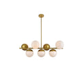 7 Light 43 Inch Pendant With Frosted White Glass
