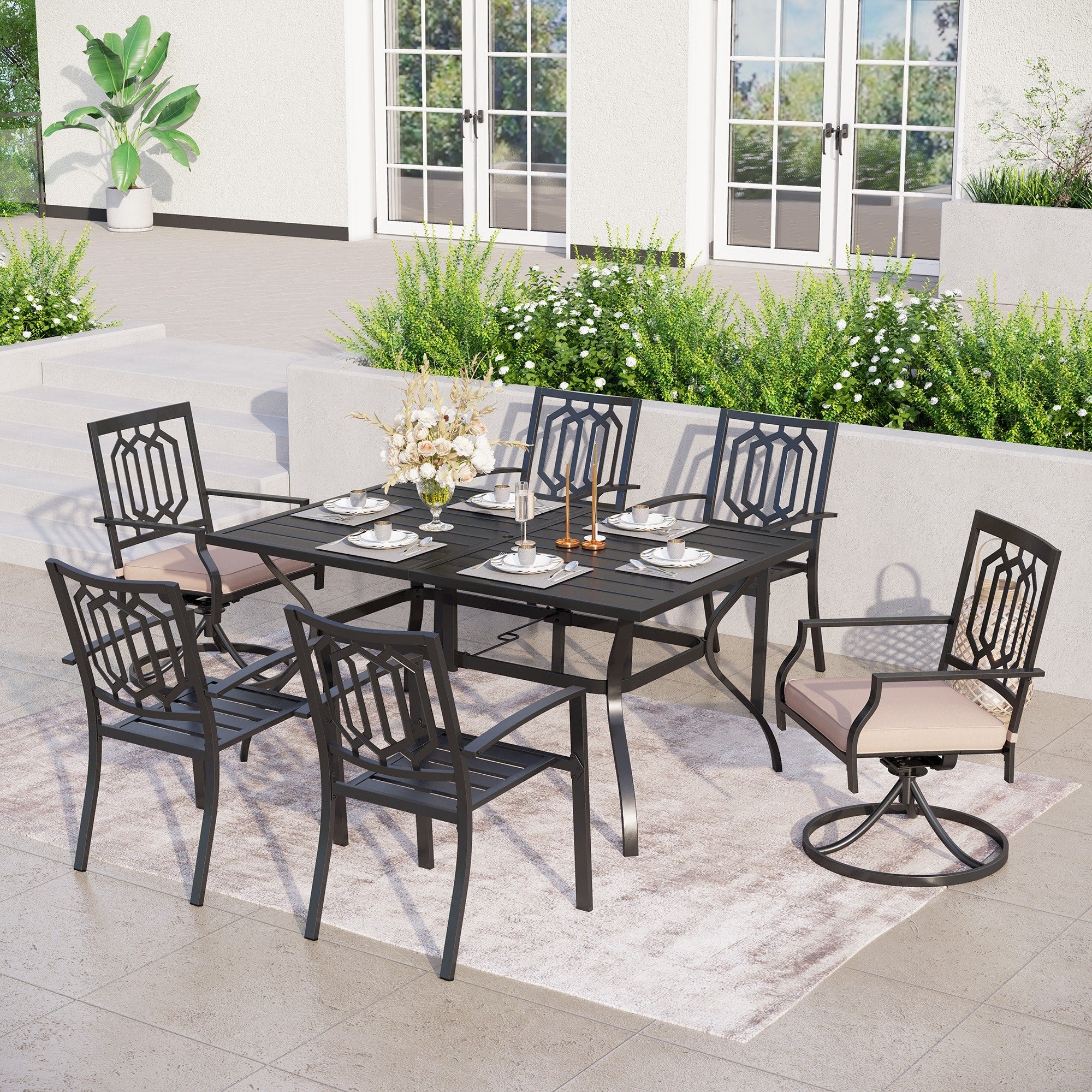 Phi Villa Metal Outdoor Patio Bistro Furniture Set