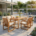 7 Piece Acacia Wood Outdoor Dining Set With Water Resistant Cushions By Leisure Zone