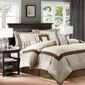 7 Piece Comforter Set Taupe Brown King