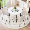 7 Piece Dining Table Set With 42 Inch Round Mdf Top Glass Insert 4 Pu Chairs
