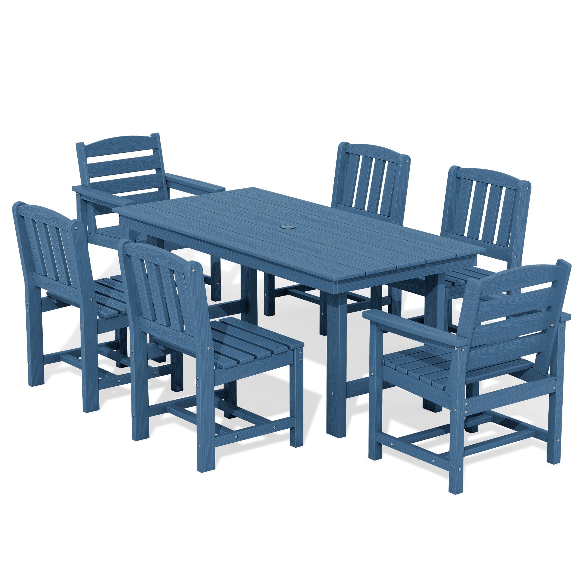 7 Piece Hdpe Outdoor Dining Set 66.9L Table With 6 Chairs