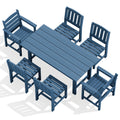 7 Piece Hdpe Patio Dining Set 66.93 In L Rectangle Table With 6 Dining Chairs