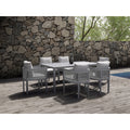 7 Piece Outdoor Patio Dining Set With Gray Cushions
