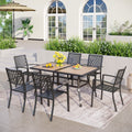 Phi Villa 7 Piece Outdoor Patio Furniture 37.4 X 59.8 Wood Like Rectangular Dining Table And Chairs