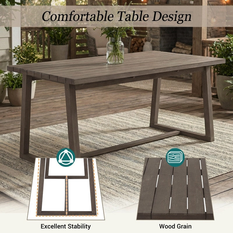 7 Piece Patio Dining Set Modern Acacia Wood Table With Ergonomic Chairs And Waterproof Cushions