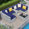 7 Piece Rattan Sectional Seating Group With Cushions