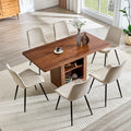 7 Piece Set 59 71 Extendable Dining Table With Pu Upholstered Dining Chairs