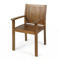 7 Pieces Acacia Wood Outdoor Dining Set S Modern 6 Chairs 1 Large Table