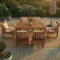 7 Pieces Acacia Wood Patio Dining Set With Removable Cushions For Outdoor Gatherings