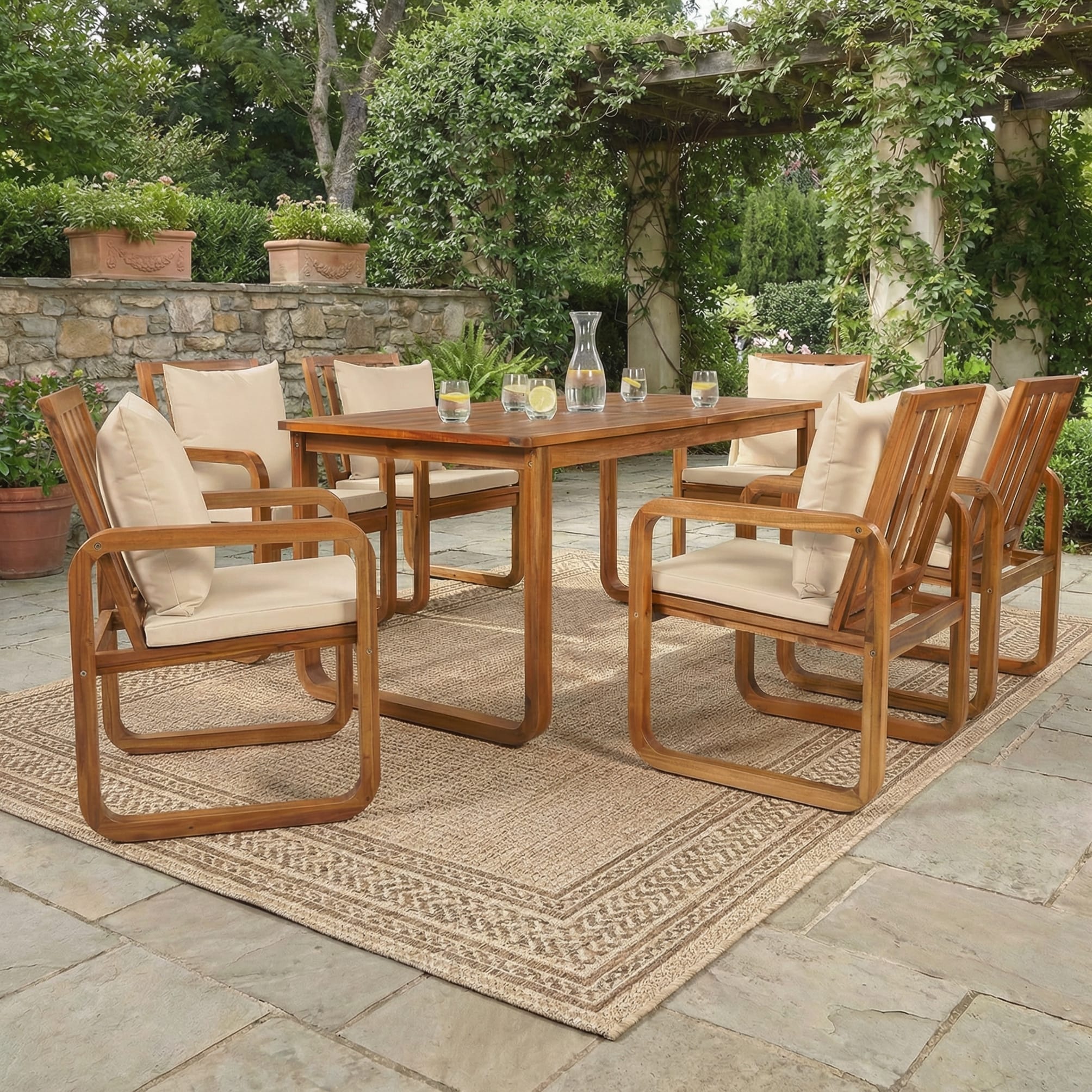 7 Pieces Patio Dining Set Outdoor Dining Table And Chairs Stylish Outdoor Furniture Set