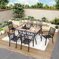 Sophia William 7 Pieces Patio Dining Set Steel Outdoor Furniture Set With 6 Steel Garden Chairs And 1 Patio Umbrella Table