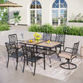 Sophia William 7 Pieces Patio Dining Set With 2 Swivel Garden Chairs With Cushion 4 Steel Chairs 1 Rectangle Table