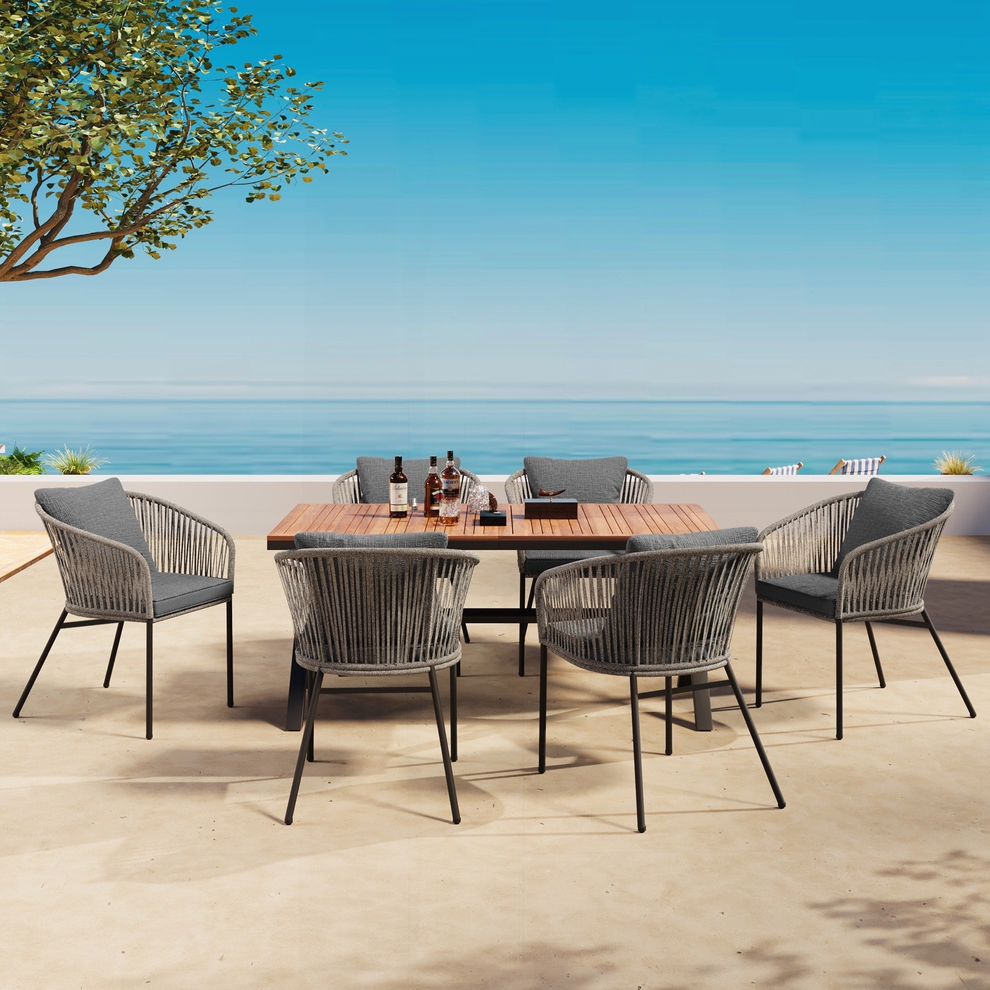 7 Pieces Patio Dining Set All Weather Outdoor Furniture Set With Dining Table And Chairs
