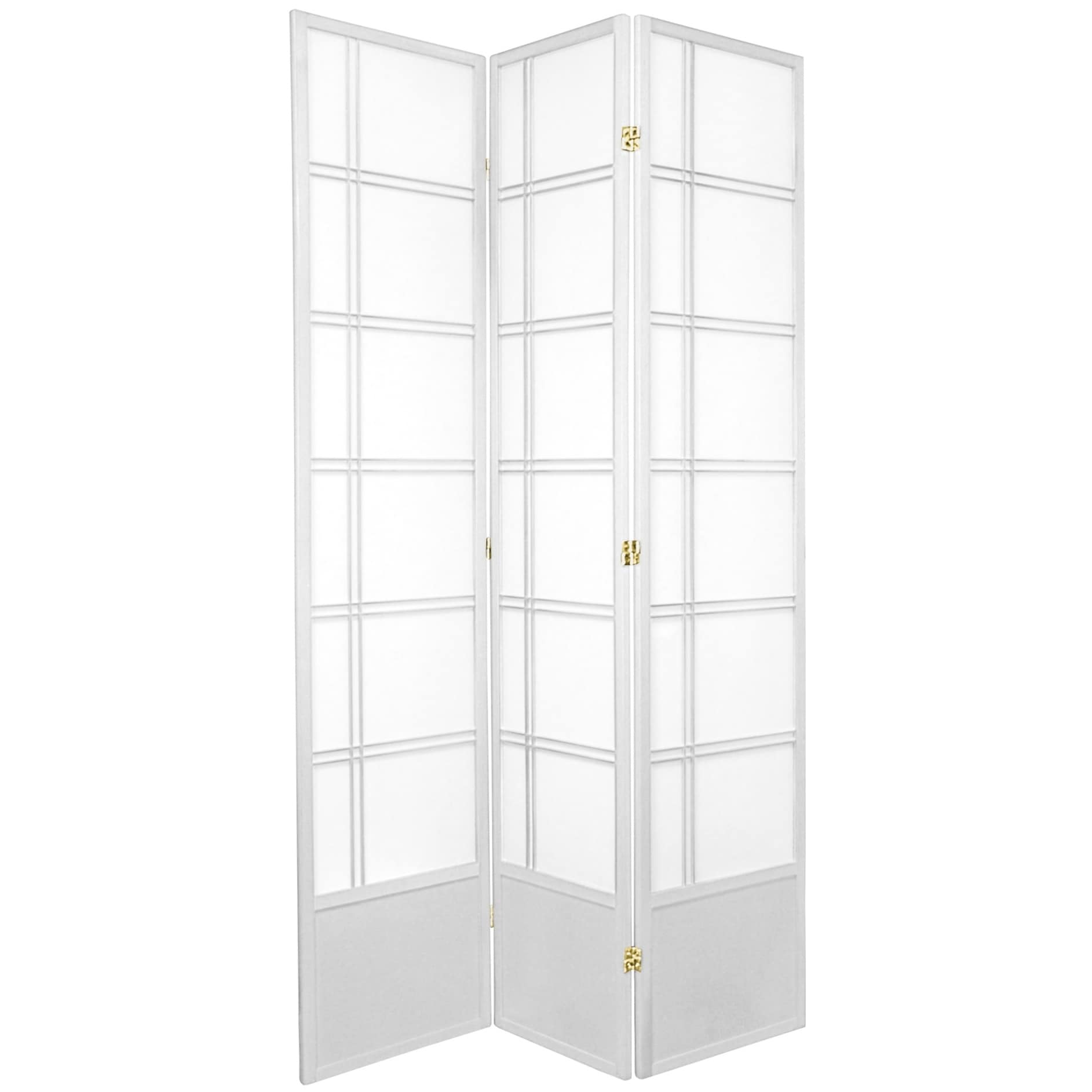 7 Ft. Tall Double Cross Shoji Screen White 3 Panels