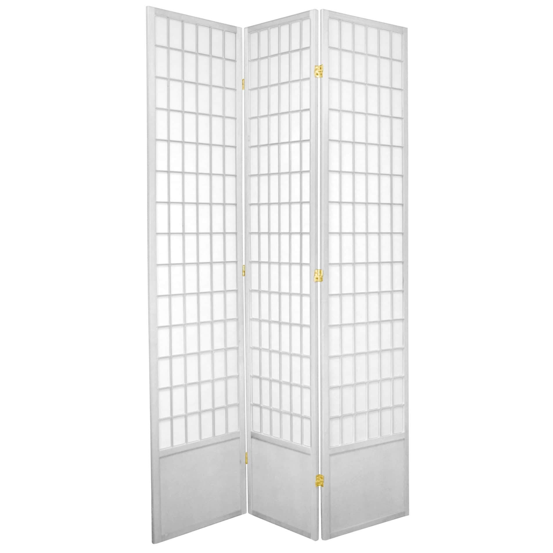 7 Ft. Tall Window Pane Shoji Screen White 3 Panels